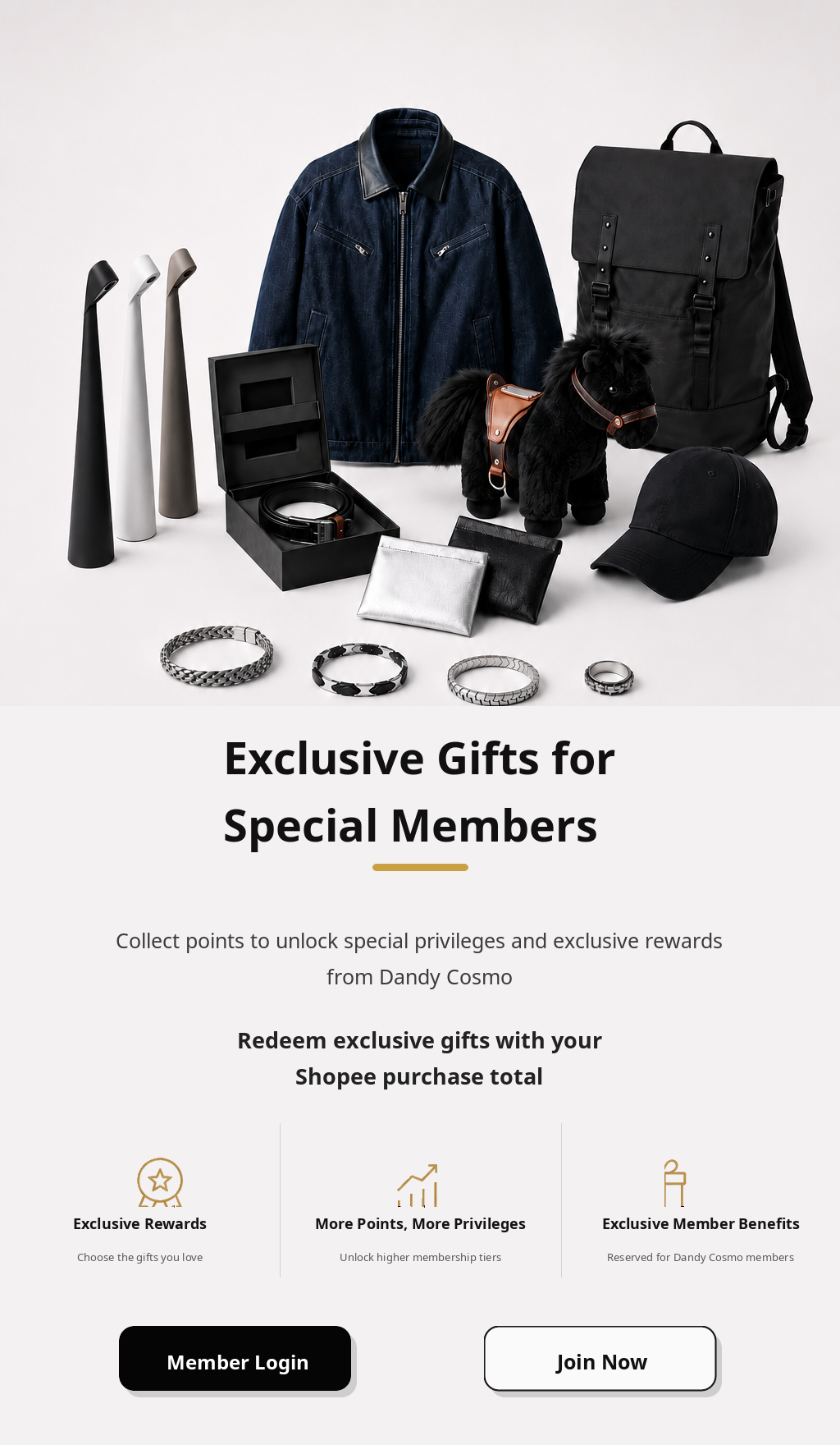 Dandycosmo membership rewards poster in English