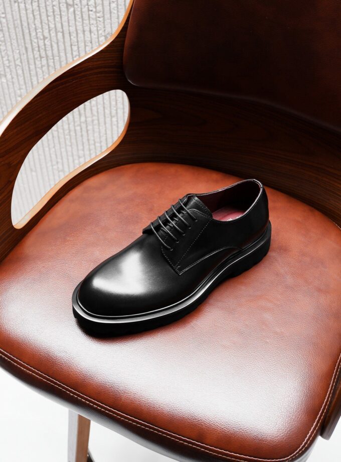 Real Leather Shoes Plain Black