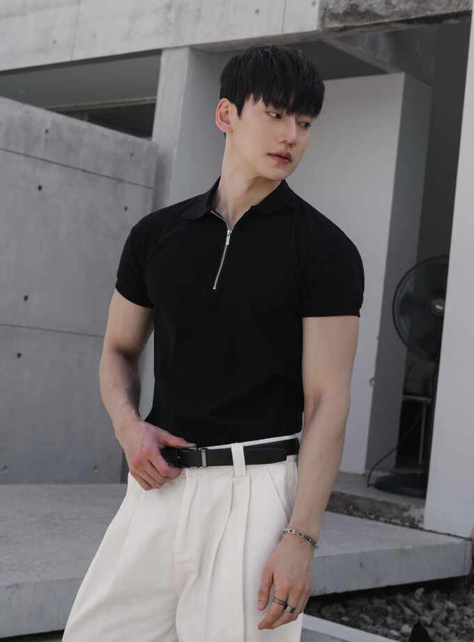 MUSCLE FIT POLO ZIPPER