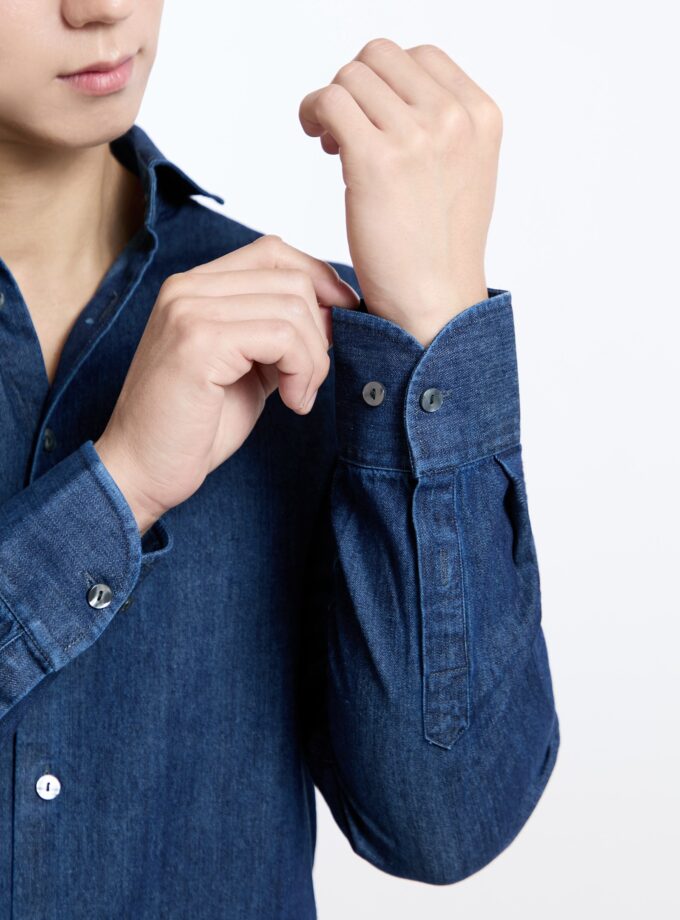 Cutaway Collar Denim Shirt