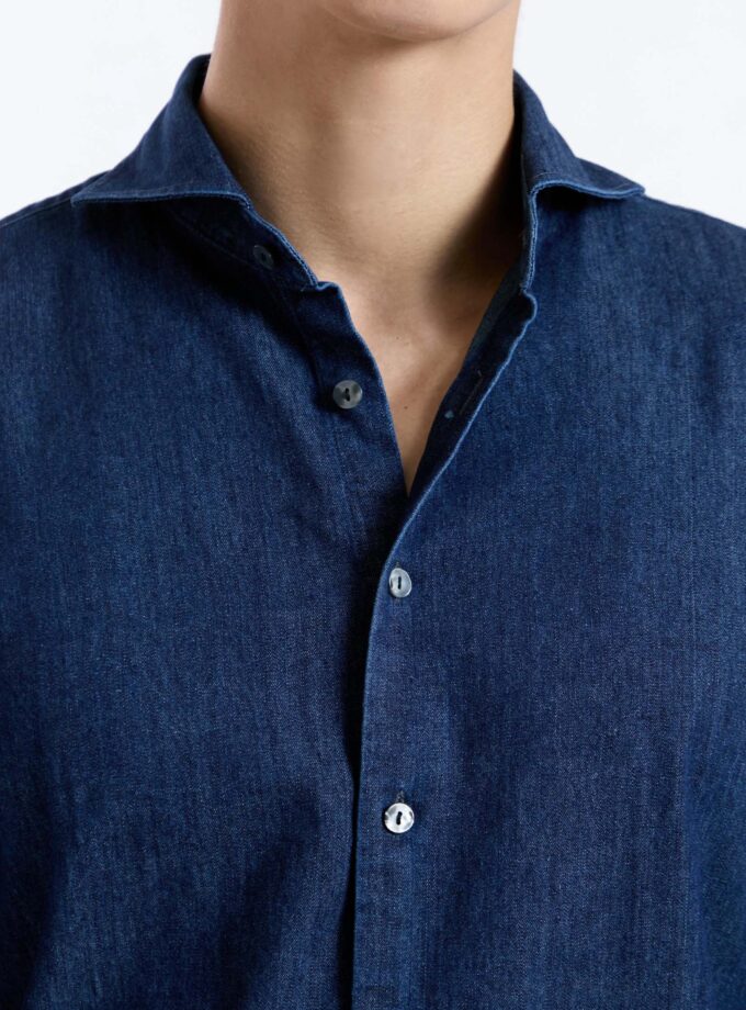 Cutaway Collar Denim Shirt