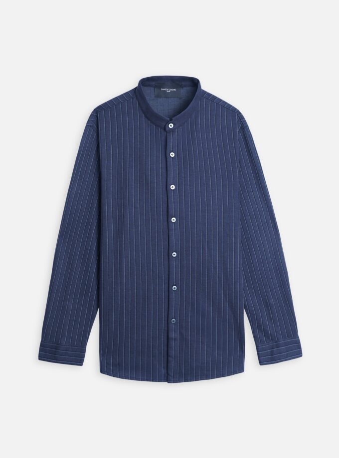 STRIPE CHINESE COLLAR SHIRT