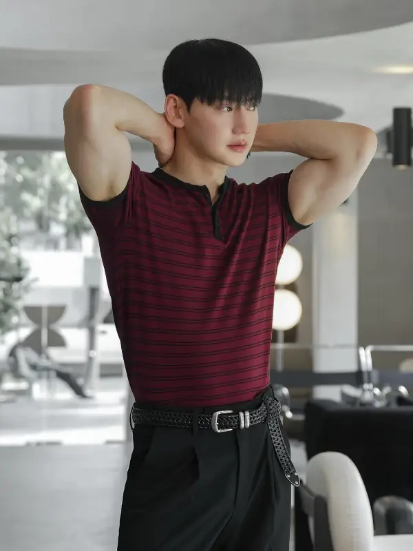 Double Stripe Henry Muscle Fit - Image 7